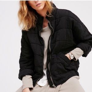 Free People Dolman Quilted Navy Jacket